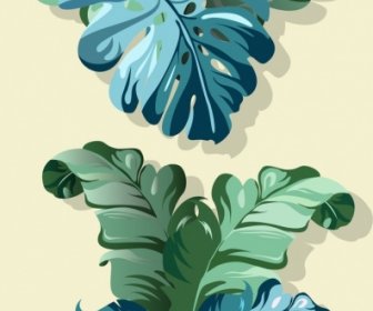 Leaf Icons Green Design 3d Sketch