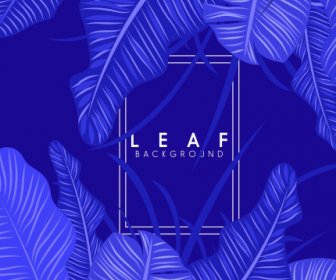 Leaf Monochrome Background Dark Blue Design