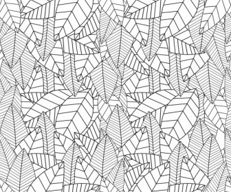 Blattmuster-Schablone Schwarz Weiß üppige Skizze