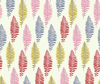 Leaf Pattern Template Colorful Classic Handdrawn Flat Repeating