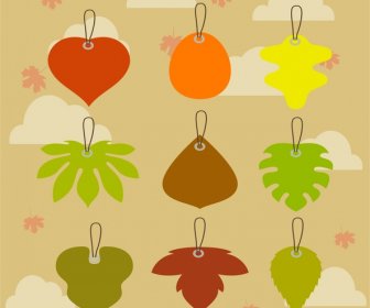 Leaf Tags Collection Various Shapes On Leaves Background