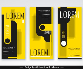 Template Leaflet Elegan Hitam Kuning Dekorasi Abstrak Modern