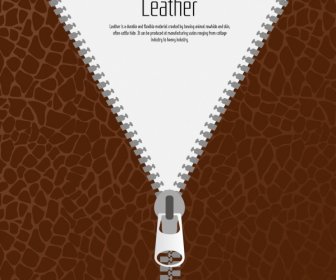 Leather Clothing Background Zipper Icon Flat Design