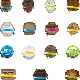 Leather Labels With Ribbon Vector Graphic