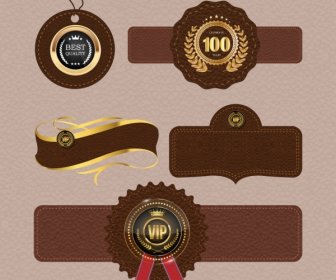 Kulit Tag Koleksi Berbagai Bentuk Mewah Cokelat