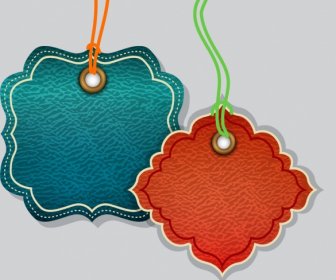Diseño De Plantillas De Etiquetas De Cuero Azul - Rojo Forma Redondeada
