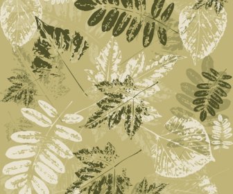 Leaves Background Grunge Decoration Classical Print Design