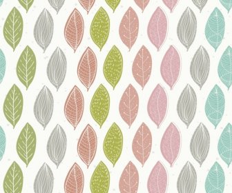 Leaves Background Multicolored Icons Repeating Design