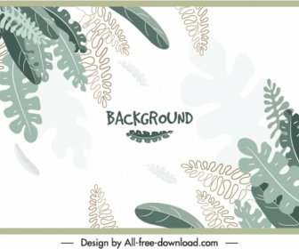 Leaves Background Template Bright Classical Handdrawn Sketch
