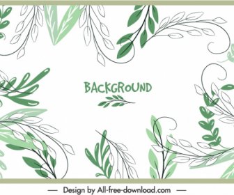 Leaves Background Template Classical Handdrawn Sketch