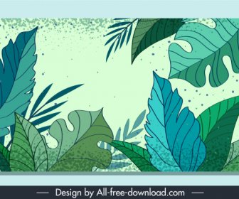 Leaves Background Template Green Classical Handdrawn Outline