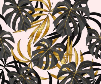 Leaves Painting Colored Classical Luxuriant Design