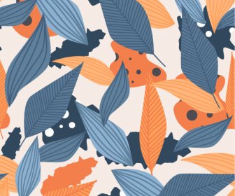 Leaves Pattern Colorful Retro Flat Sketch