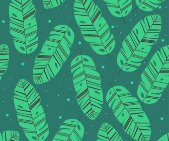 Leaves Pattern Template Classical Green Sketch