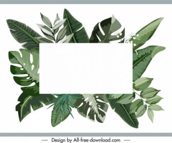 텍스트 상자 배경 녹색 복고풍 디자인을 나뭇잎
