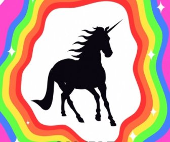 Legend Background Unicorn Silhouette Design Colorful Rainbow Decor