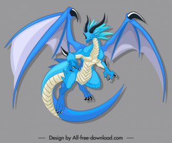 Legendäre Drachen-Symbol Farbige Cartoon-Charakter-Design