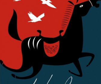 Legendary Horse Background Classical Black Red Design
