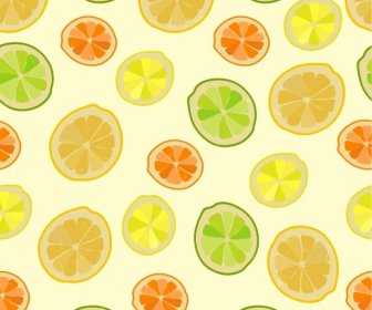 Lemon Background Colorful Slice Icons Repeating Decoration