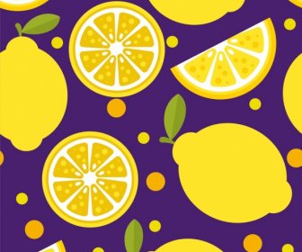 Lemon Background Yellow Slices Icons Repeating Decor