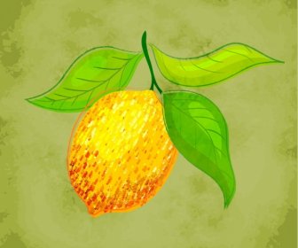 Lemon Menggambar Desain Retro Warna-warni Ikon