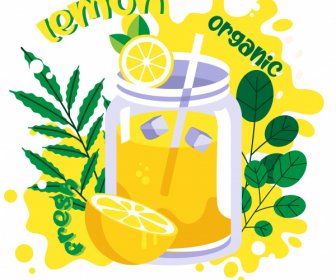 Lemon Juice Advertising Banner Bright Colored Classic Design