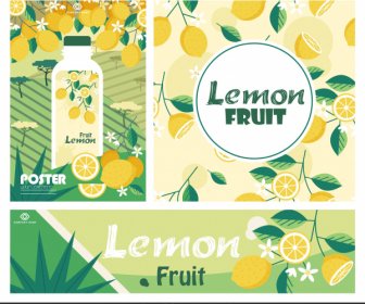 Lemon Jus Iklan Banner Terang Warna-warni Dekorasi Klasik