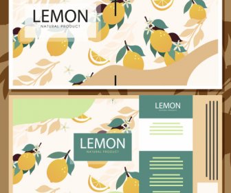 Templat Label Lemon Dekorasi Buah Datar Klasik