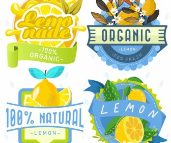 Lemon Label Templates Colorful Classic Design