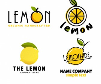 Zitrone-Logo-Vorlagen Hell Gefärbt Flach Handgezeichnete Skizze