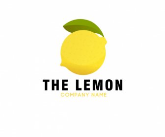 Logotype Lemon Mengkilap Dekorasi Datar Hijau Kuning