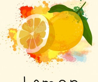 Lemon Painting Grunge Watercolor Decoration