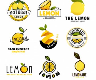 檸檬產品標誌明亮的3D平面草圖。
