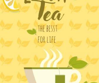 Lemon Tea Advertising Cup Yellow Repeating Icons Background