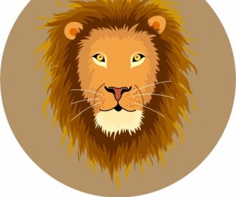 Ikon Zodiak Leo Singa Wajah Dekorasi Lingkaran Tata Letak