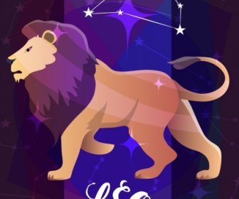 Leo Zodiak Simbol Singa Ikon Kartun Desain