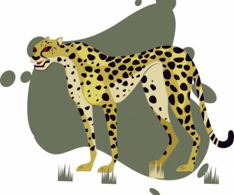 Esboço De Desenhos Animados Coloridos Pintura Leopardo