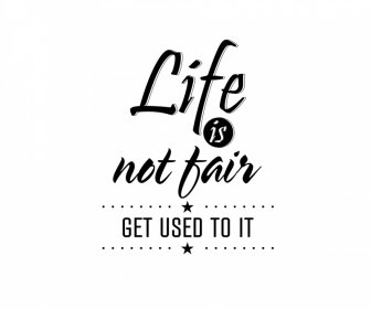 Life Is Not Fair Get Used To It Quotation Black White Poster Typography