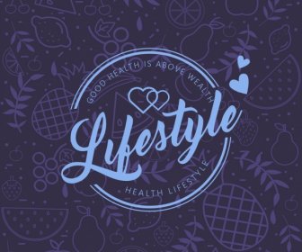 Lifestyle Background Calligraphic Decor Flat Fruit Icons Sketch