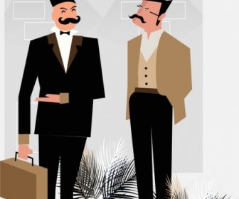 Lifestyle Background Elegant Men Icon Cartoon Characters