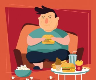 Latar Belakang Gaya Hidup Fat Boy Dekorasi Ikon Makanan Cepat Saji
