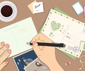 Estilo De Vida Fundo Cartão Postal Escrito Desenho De Tema Dos Desenhos Animados