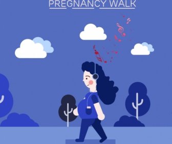 Lifestyle Background Pregnant Woman Icon Cartoon Design