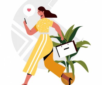 Lifestyle Background Shopping Woman Smartphone Communication Sketch
