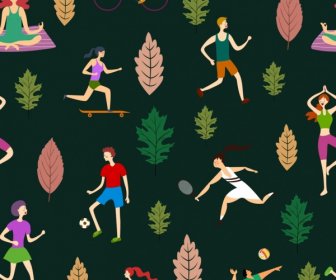 Lifestyle Background Sports Activities Leaf Icons Decor