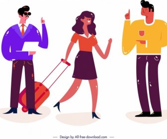 Lifestyle Background Young People Icons Classical Colored Design