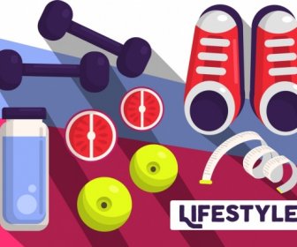 Lifestyle-Banner-Fitnessstudio-Designelemente Dekor