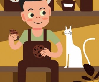 Estilo De Vida Dibujo Iconos De Alimentos Para Mascotas De Chocolate Chico