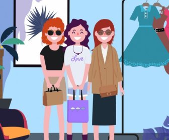 Personnages De Dessin Animé Lifestyle Dessin Dames Jeunes Icônes De La Mode