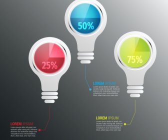 Glühbirne Stil Infografik Design Prozent Chart-Stil